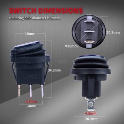 Buton on/off universal rotund cu lumina albastru