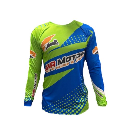 Bluza Motocross/Enduro SHR Motors albastru cu verde personalizabil